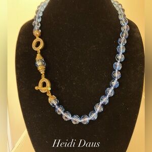#44 Heidi Daus Faceted Blue Crystal Bead Necklace